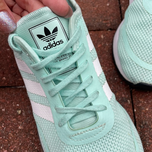 Adidas Mint and White Striped Sneakers Size 9 - Picture 5 of 12
